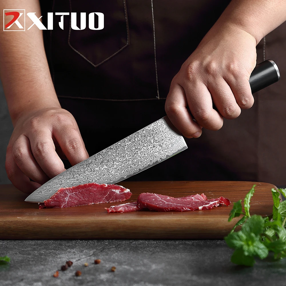 

XITUO Knives-Set Japan VG10 Damascus Steel Chef Knife Kitchen Sankotu Cleaver Bone Knives Utility Paring Knife Best gift cooking