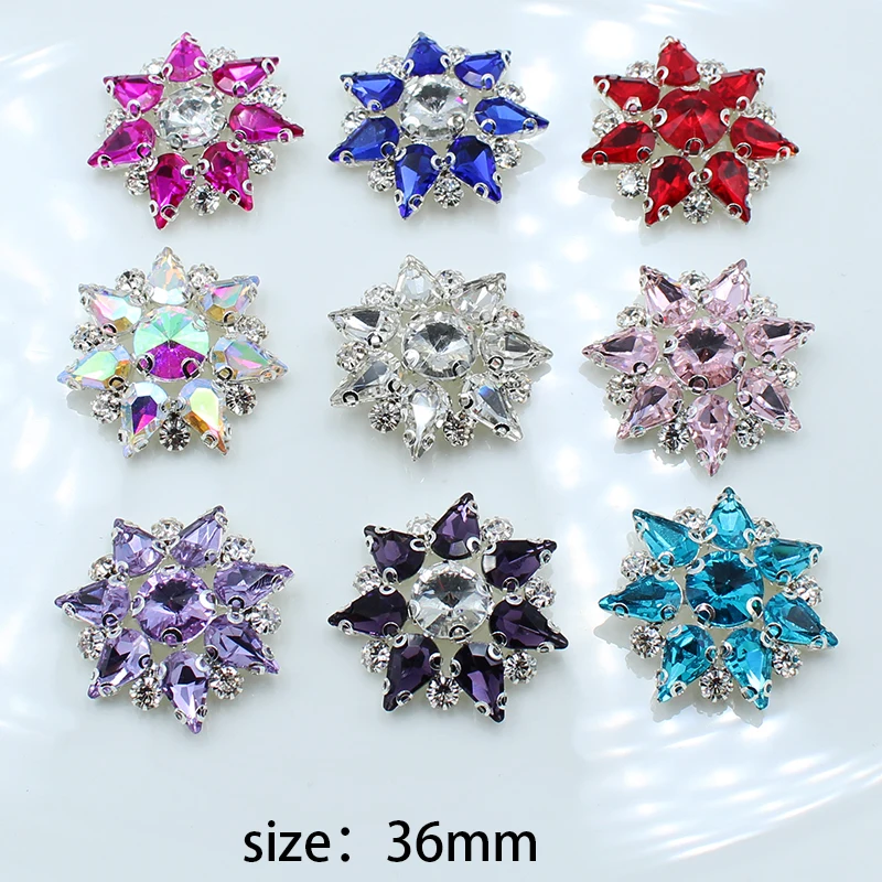 Новинка 36 мм круглая кнопка Стразы для одежды 2 шт. красивые металлические