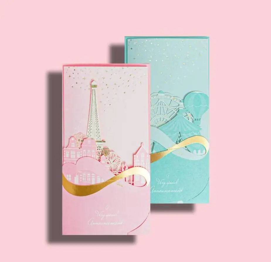 

50pcs Tiffany blue Pink Laser Cut Wedding Invitations Cards With Envelopes Greeting Card for Wedding Bridal Shower, Customized