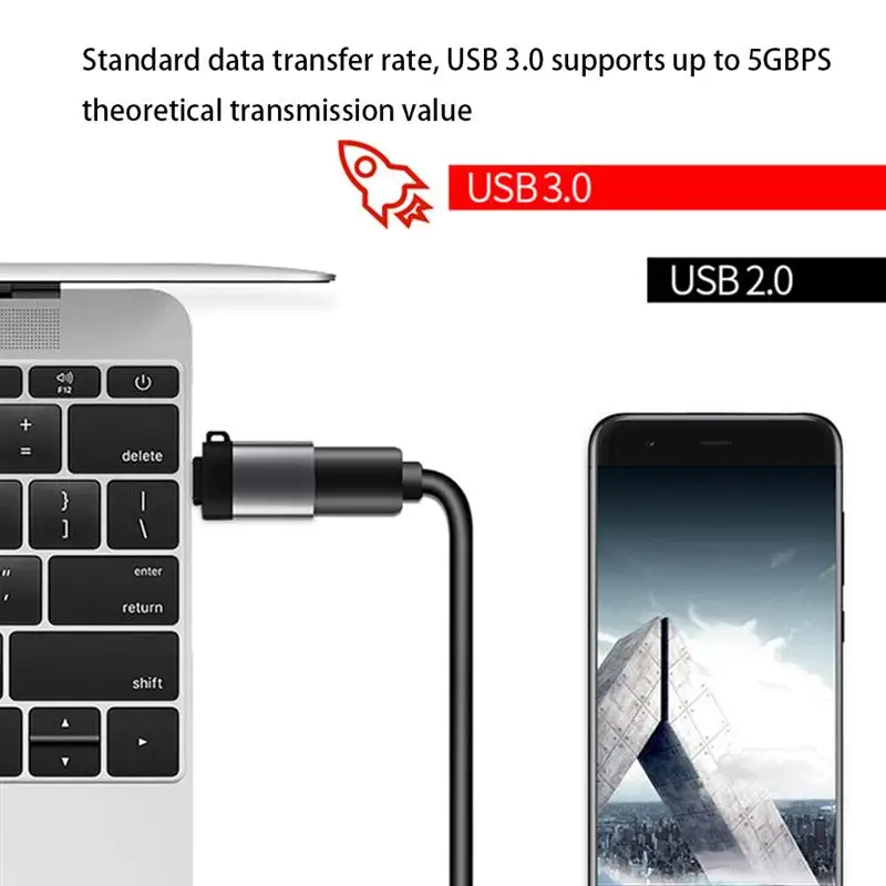 Billig Tragbare Typ-c Stecker Auf USB Buchse Adapter Laptop Computer USB 3,0 Mini Aluminium Legierung USB-C Konverter