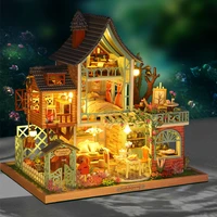 diy dollhouse roombox miniature building kits jungle villa wooden doll house with furniture little houses gift toys for children