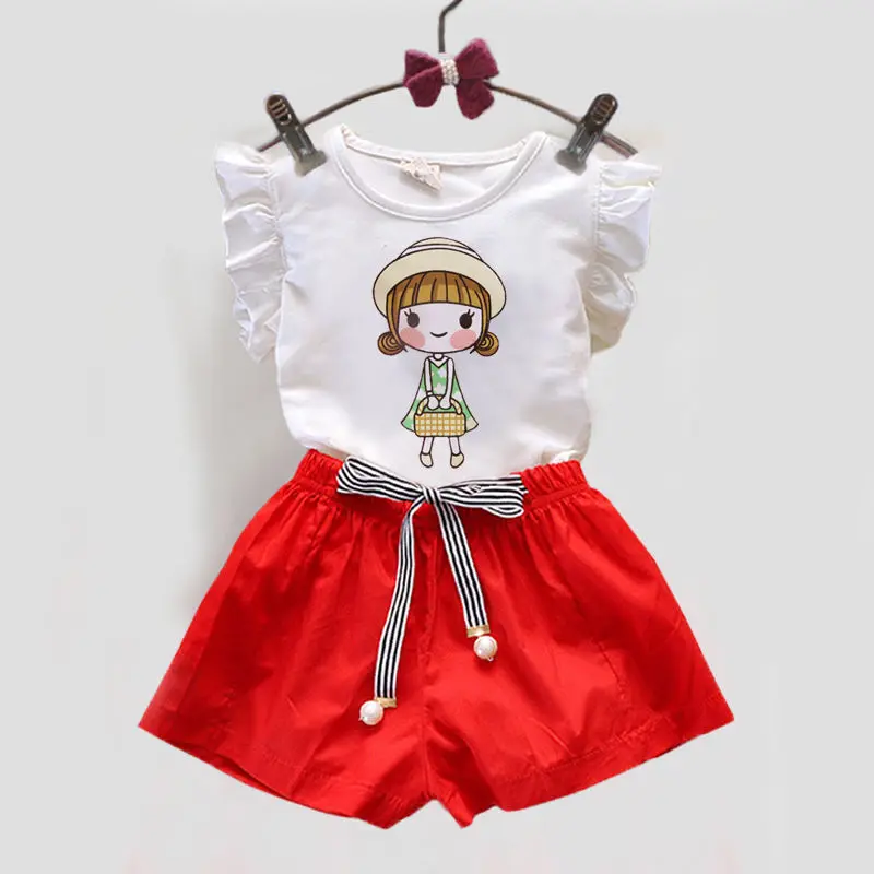 НОВЫЕ комплекты одежды для девочек летние спортивные костюмы детей хлопковые с