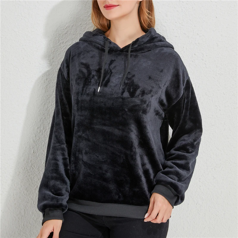 Теплые осенние Топы с капюшоном для женщин свободная повседневная толстовка в