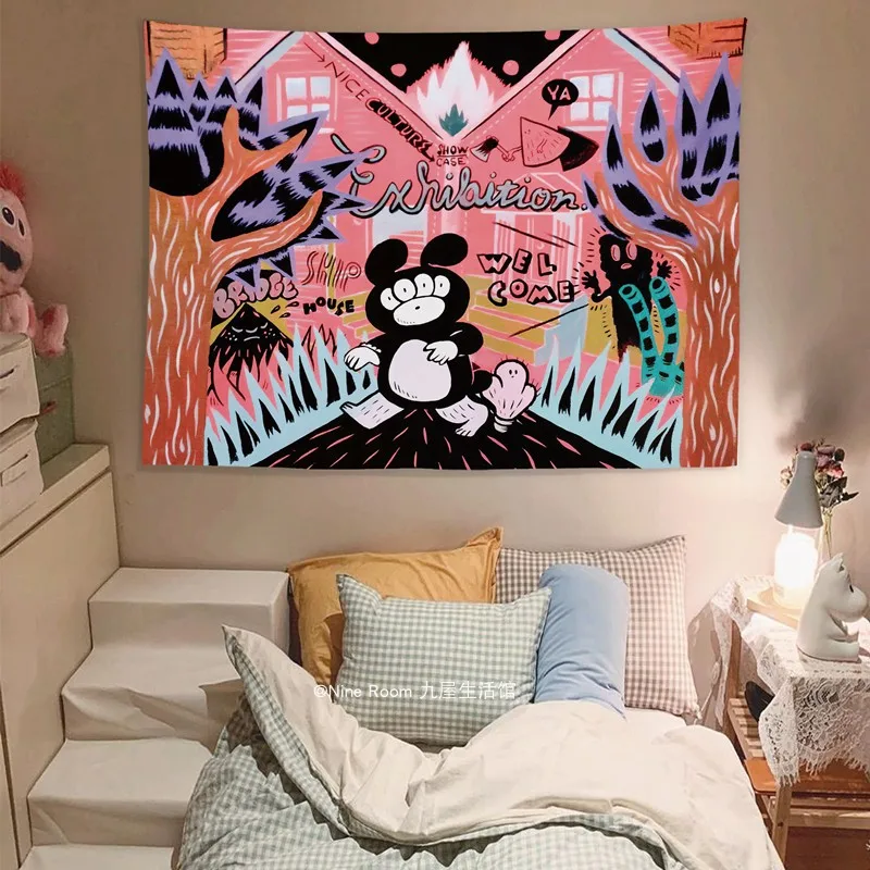 

Nordic Style Tapestry Art Wall Geometry Aesthetic Rectangle Tapestry Painting Colorful Tapiz Colgante Bedroom Decoration DM50T