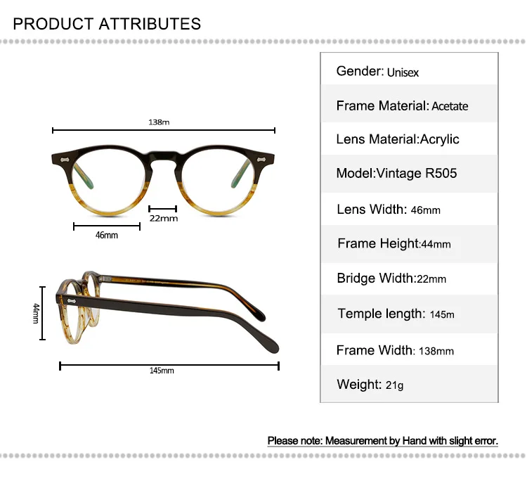 

Vintage Acetate Glasses Frame Unisex Full Rim Myopia Eyeglasses High Quality Clear Lens Goggle Retro Optical Eyewear Spectacle