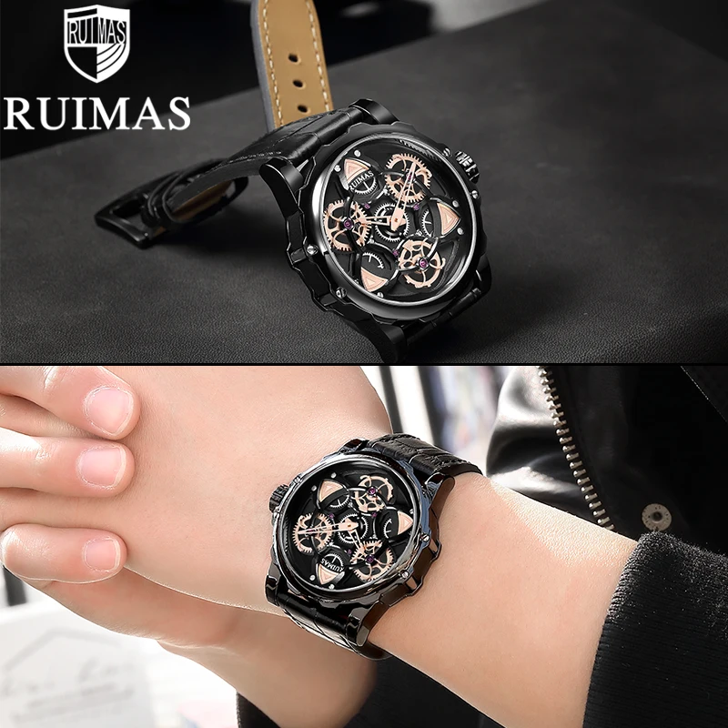 Ruimas Fashion Military Leather Quartz Watch Men Casual Business Waterproof Wrist Man Free Shipping |Кварцевые мужские часы| |