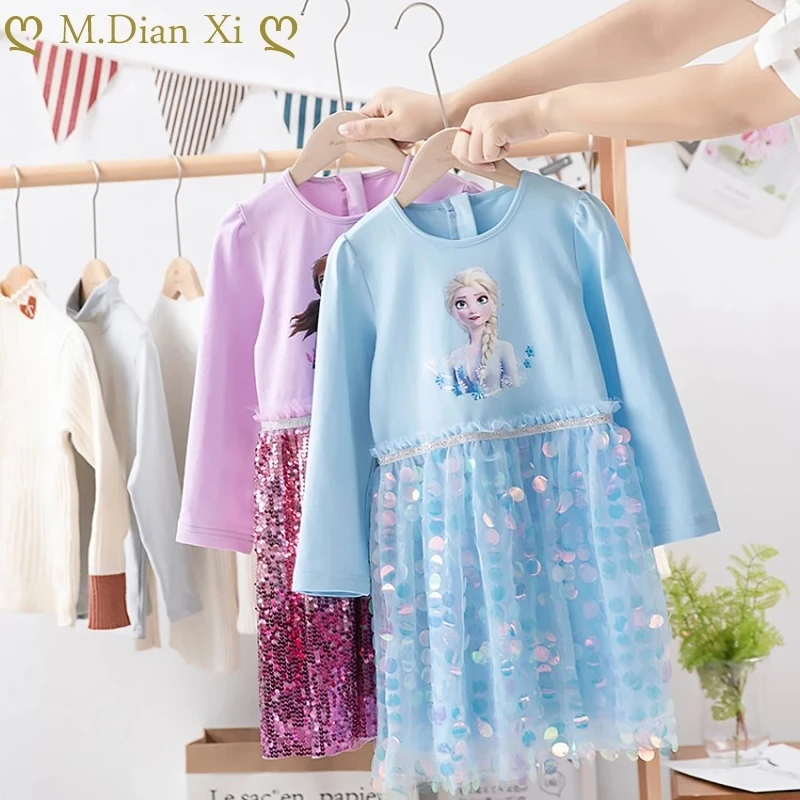 Одежда для девочек платья с героями мультфильмов платья-костюмы Эльзы