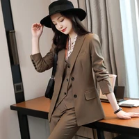 korean office two piece suit skirt suit autumn and winter elegant long sleeve loose jacket pants two piece womens suit purple
