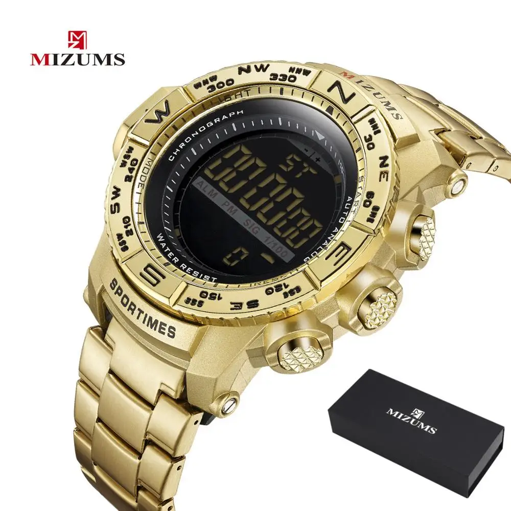 Мужские спортивные водонепроницаемые электронные часы с хронографом и