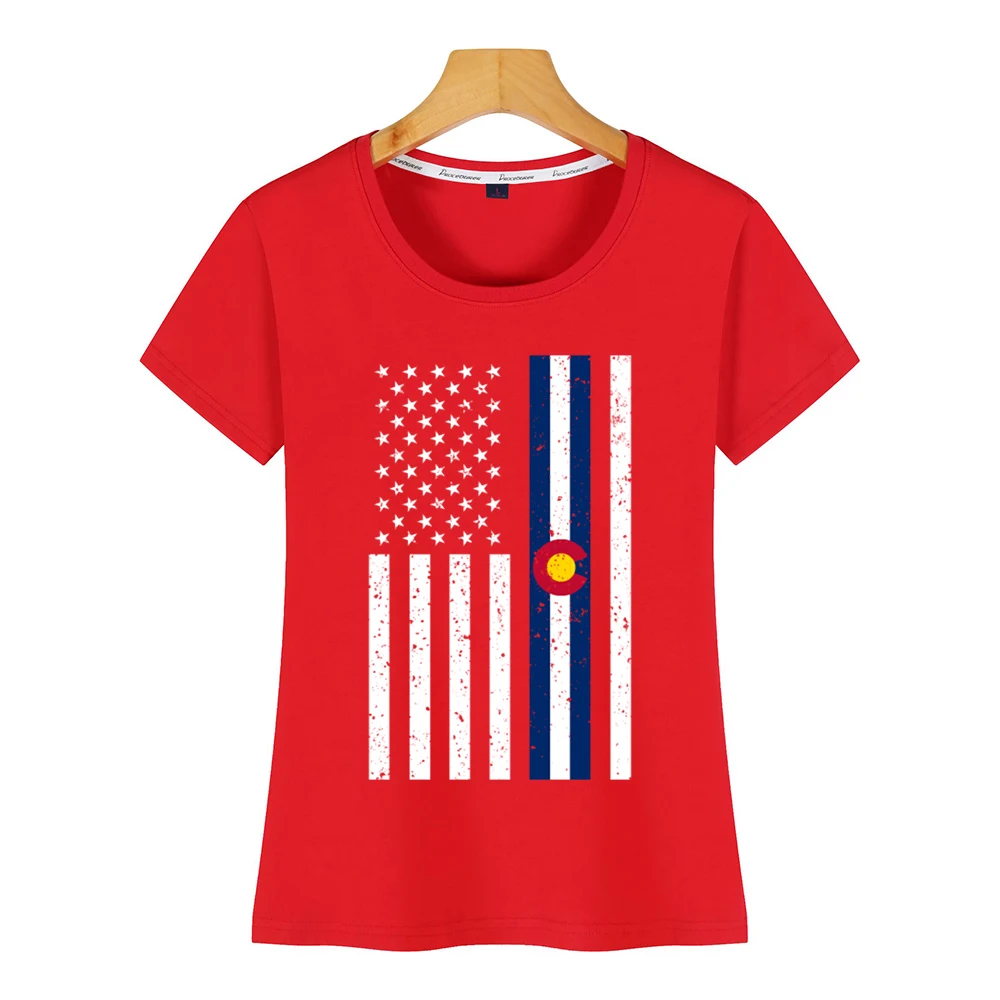 Женская футболка с американским флагом США Денвер сувенир Лето Harajuku принт