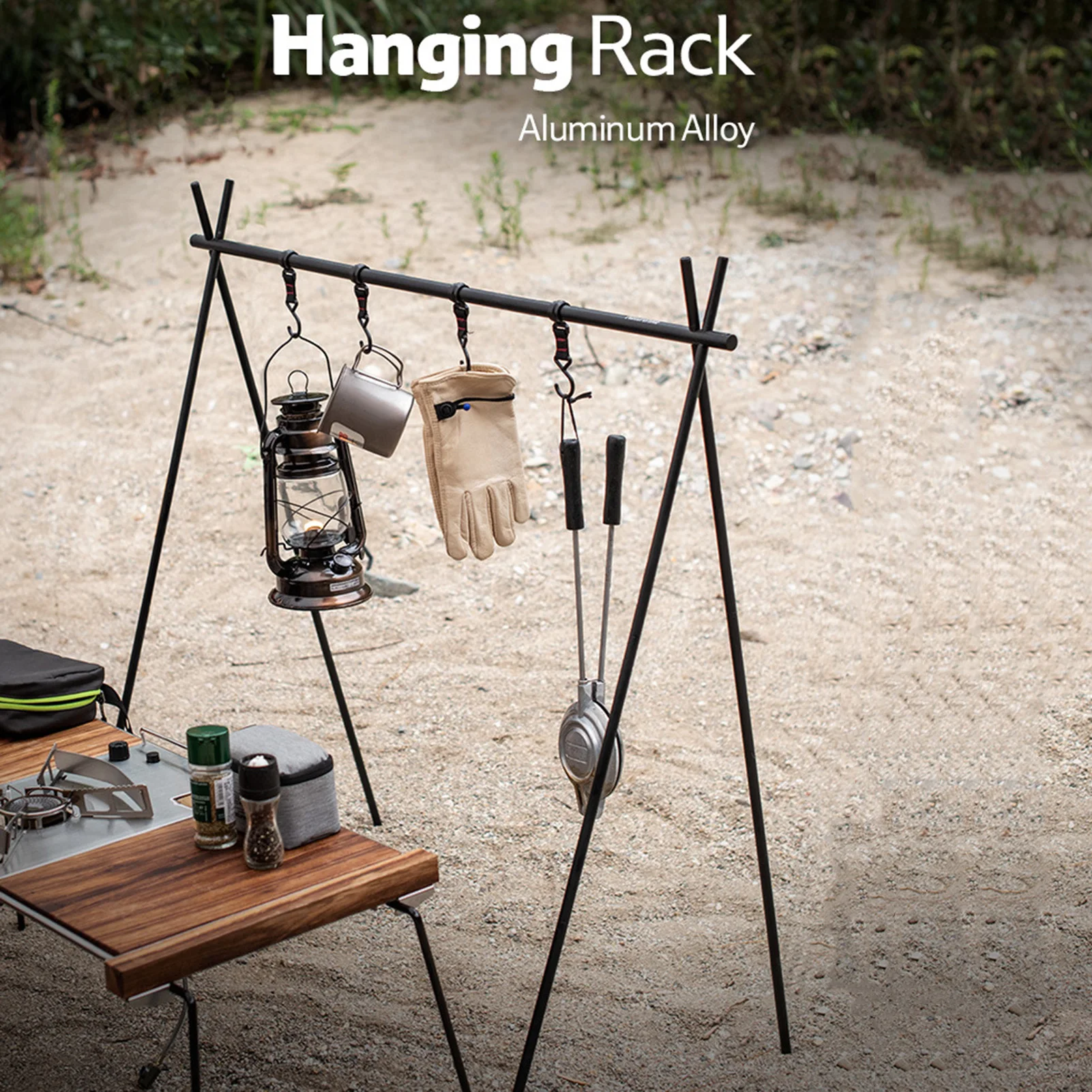 

6.5x8x44cm Outdoor Cookware Hanging Rack Triangular Pot Pan Camping Light Tools Hanging Campsite Storage Rack Hook Clothes Hange