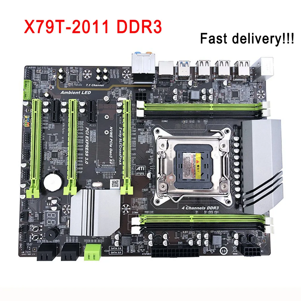 

X79t Lga 2011 Cpu Motherboard Usb3.0 M.2 Sata 4 Ddr3 Mainboard For Desktop Pc Computer