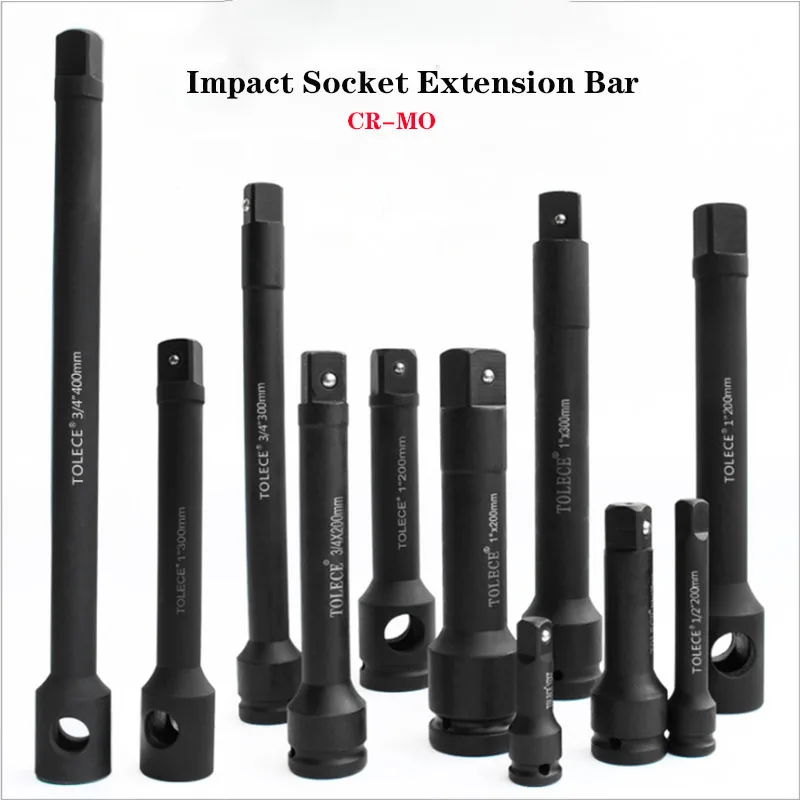 

Socket Extension Bar 1/2" 3/4" 1" Impact Socket Extender With Holes Extension Socket Drive 75mm-500mm CR-MO Hand Adjustment Tool