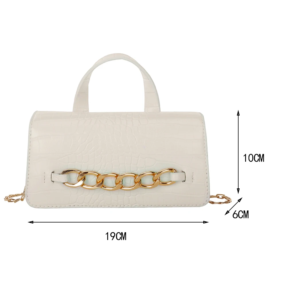 

Fashion Women Pure Color Alligator Pattern Shoulder Crossbody Bags Messenger Bag Casual Ladies Chain Top-handle Small Handbags