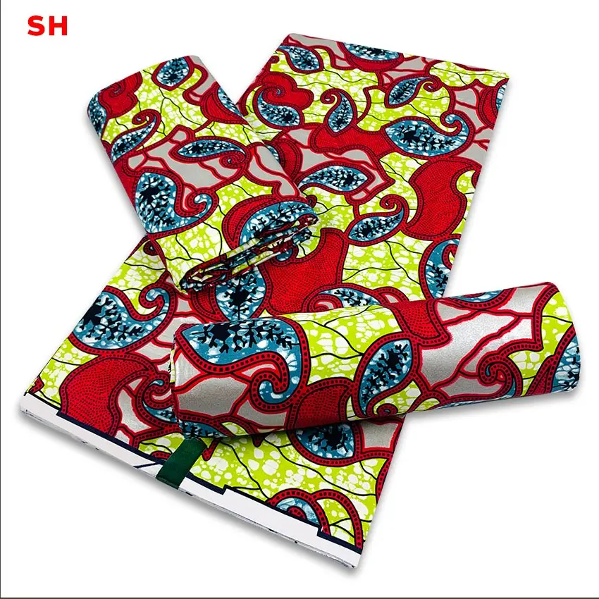 

Guarantee Real Wax 6 Yards/batch 2021 Wax High Quality Bronzing Cloth African Cloth Printing H210713