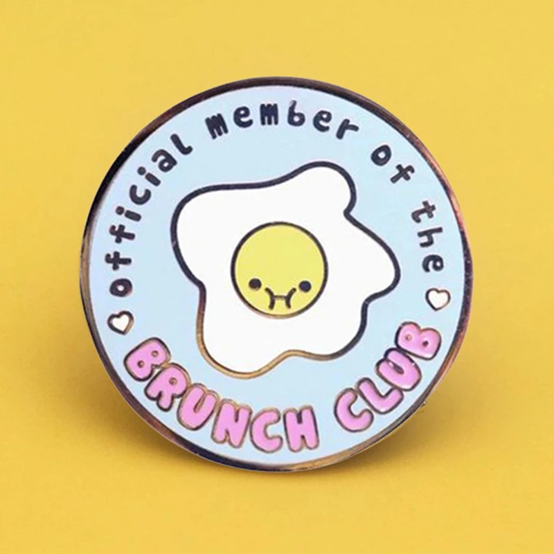 

Fried Egg Brunch Club Breakfast Cartoons Enamel Brooch Pins Badge Lapel Pin Alloy Metal Fashion Jewelry Accessories Gifts