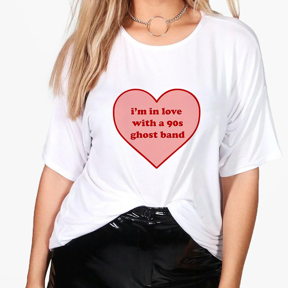 

Cute Punk Modern Woman T-shirt I'm In Love With A 90s Ghost Band Letter Printed Short Sleeve Clothes Hipster Modern Summer Top