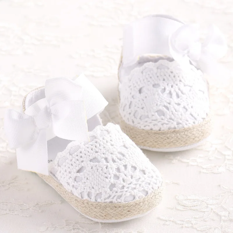 

Baby Girl Newborn Shoes Spring Summer Sweet Very Light Mary Jane Big Bow Knitted Dance Ballerina Dress Pram Crib Shoe