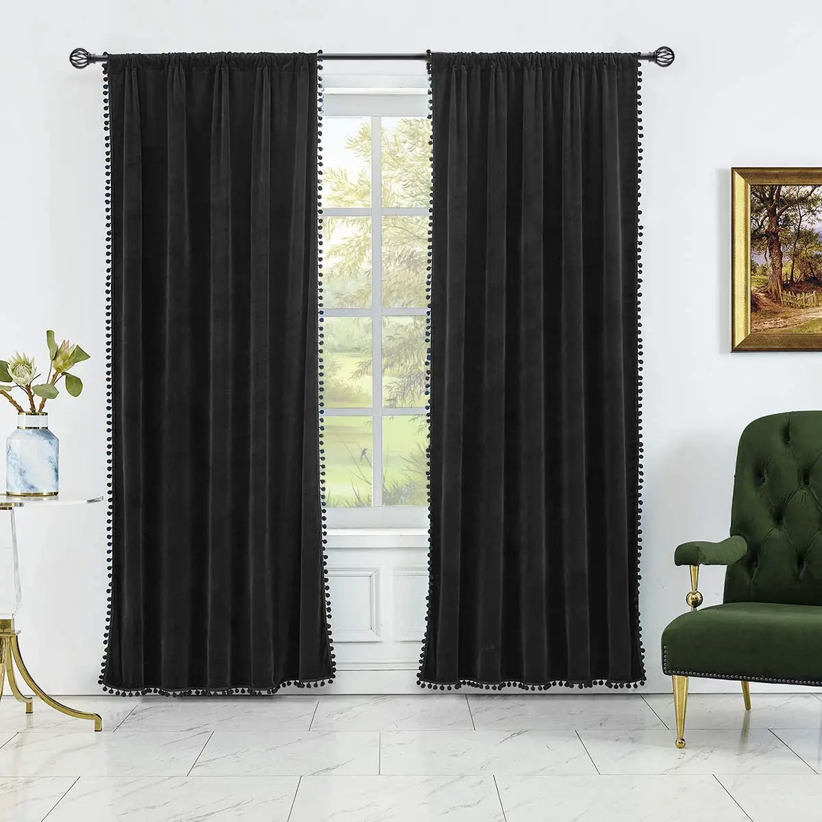 

Luxury Pink Velvet Curtains for living room bedroom Green Soft Velvet Panels Light Blocking Energy Efficient Warm Gold