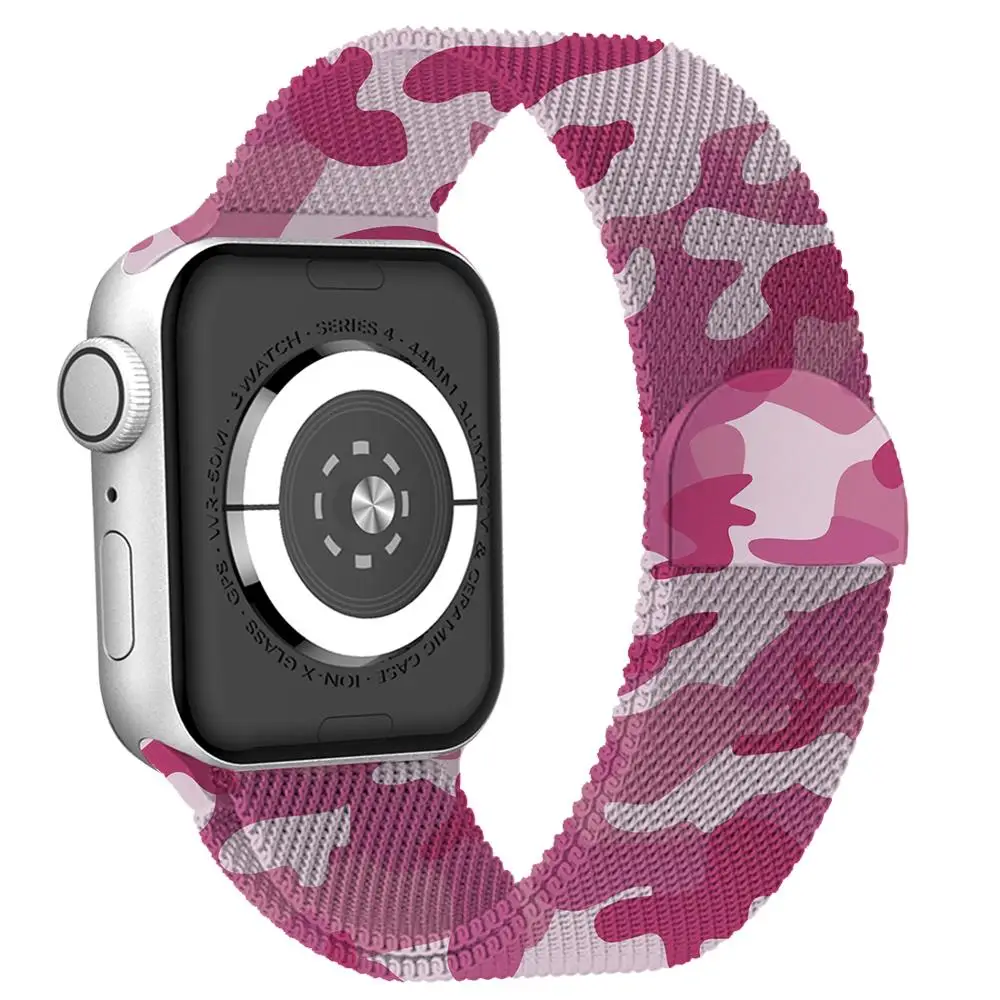 Camouflage Stainless Steel Milanese Band with Semicircle Magnetic Closure for Apple Watch 40mm 44mm | Наручные часы