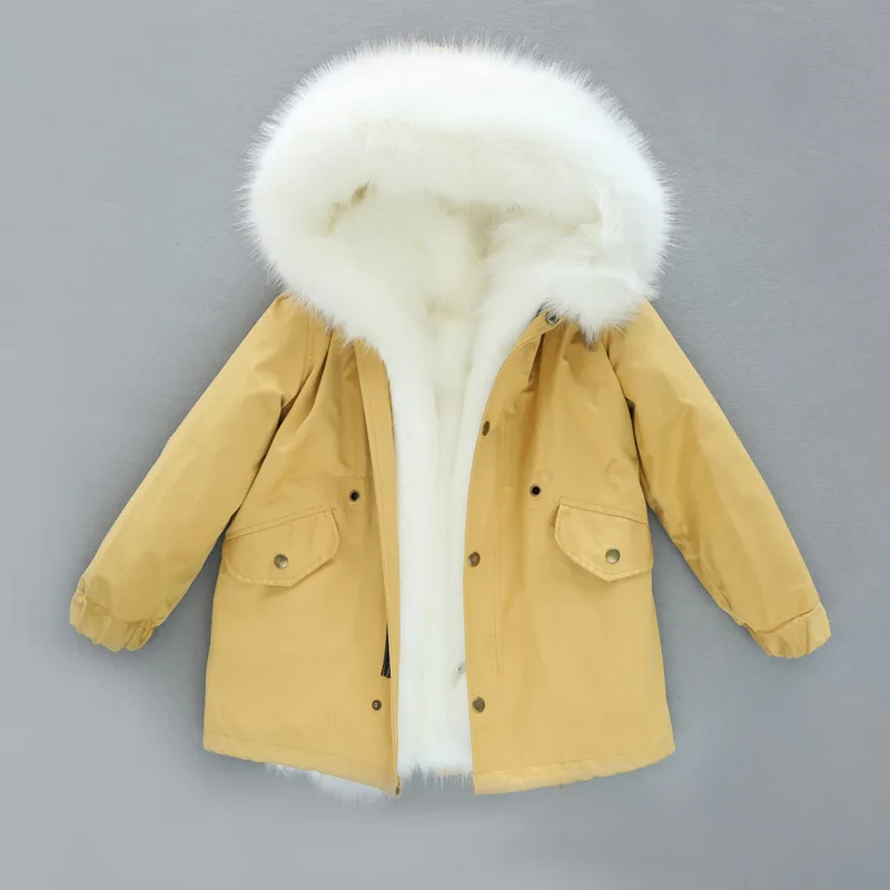 as picture Dollplus/-30 градусов новая одежда для девочек с длинными рукавами, одежда с мехом зимняя куртка теплая детская одежда утепленный пуховик с капюшоном, пальто из искусственного меха подростков верхняя одежда; парка - Цвет: as picture