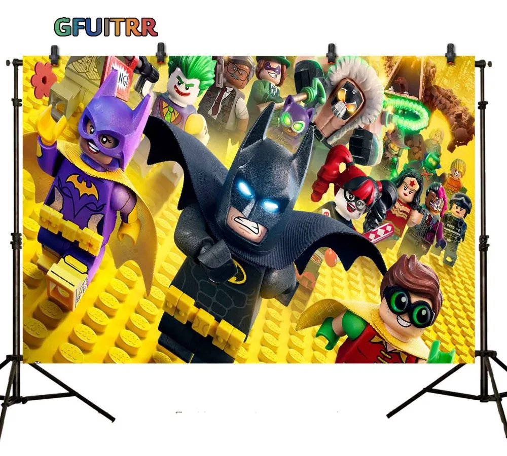 GFUITRR мультфильм игрушка Бэтмен фотография Фон Дети День рождения фон кровать изголовье виниловый фото стенд реквизит