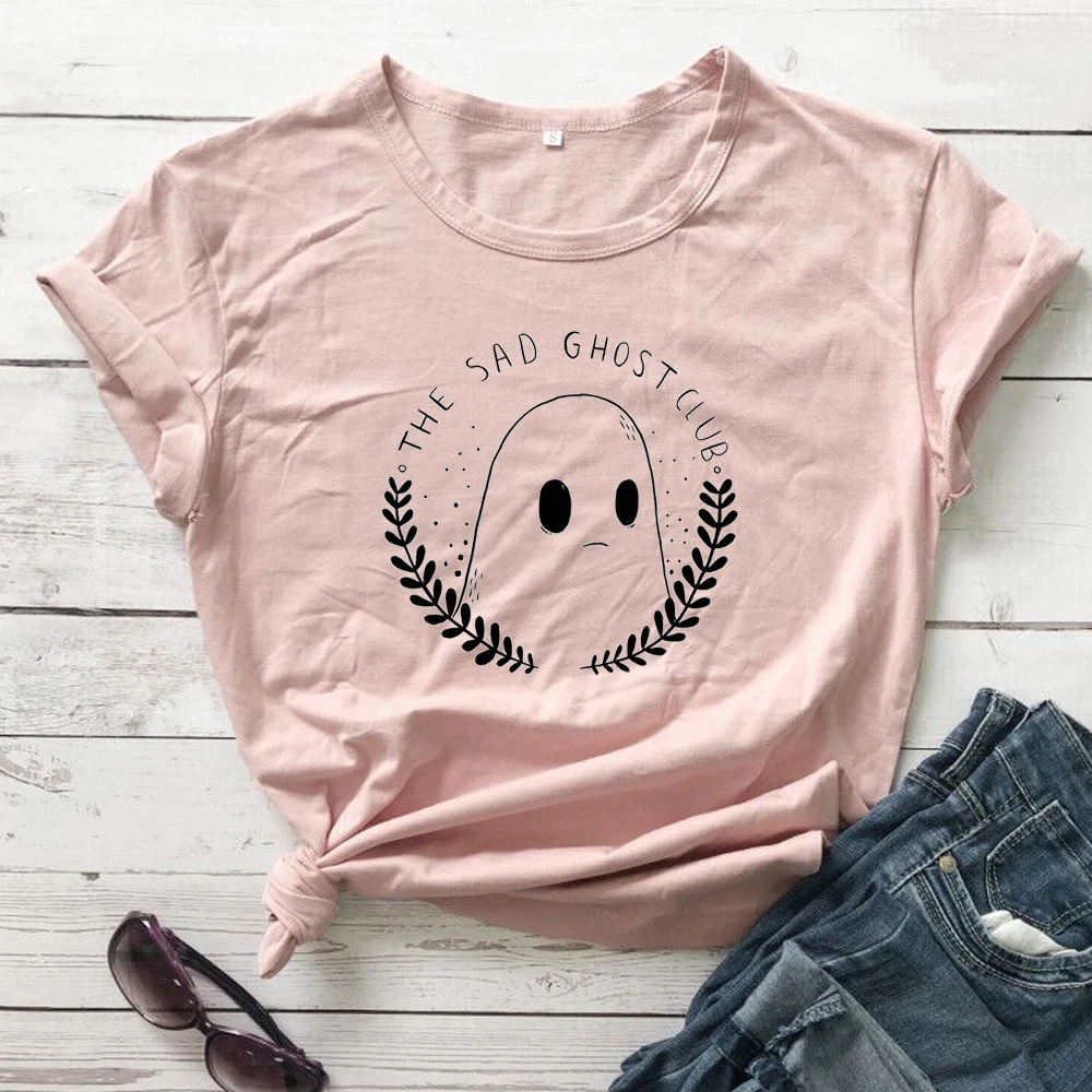 Печальный ghost club Футболка Женская мода хлопок kawaii рисунок гранж tumblr молодых