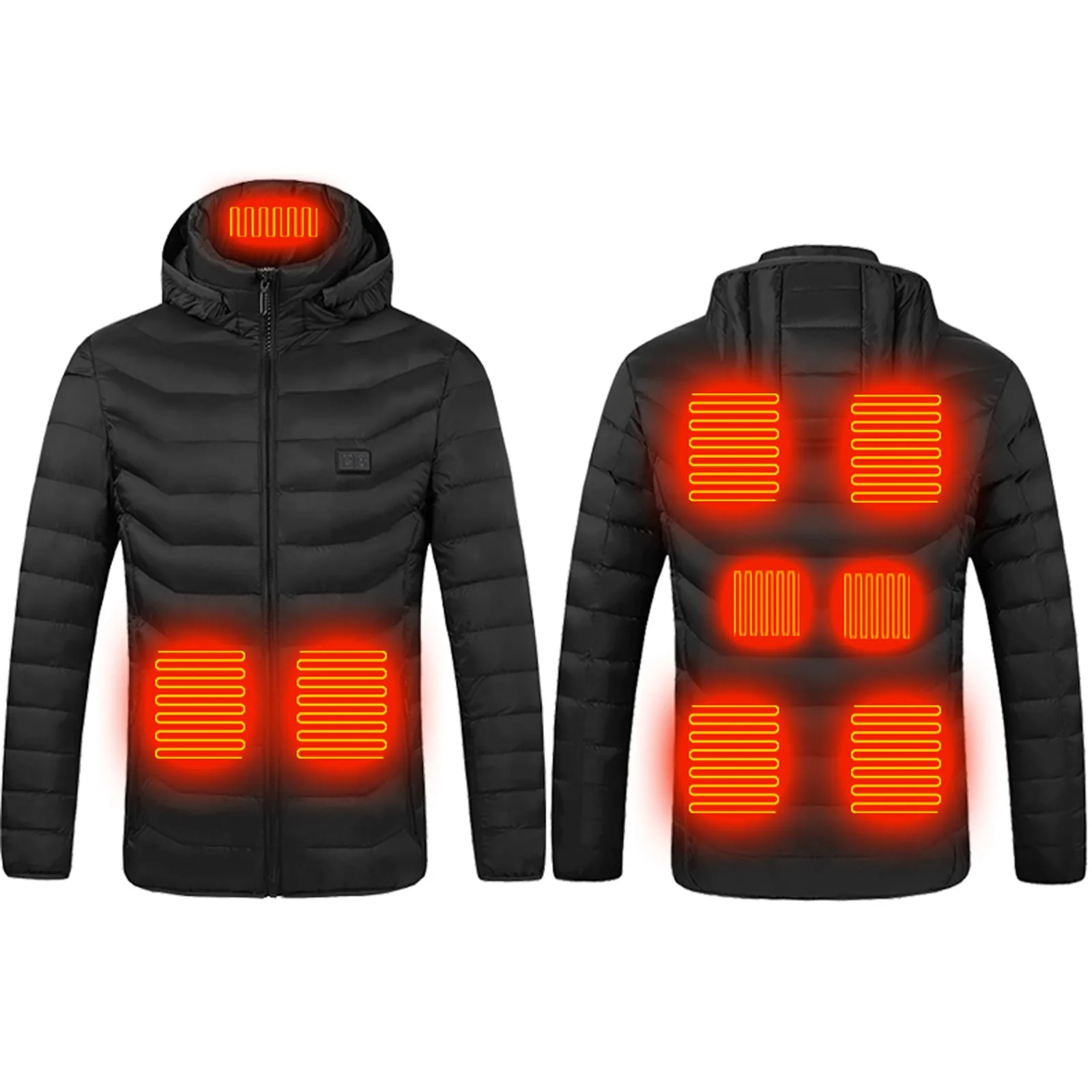 

Мужская зимняя теплая куртка с подогревом и капюшоном