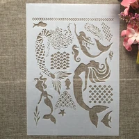 a4 29cm mermaid fish girls diy layering stencils wall painting scrapbook coloring embossing album decorative template