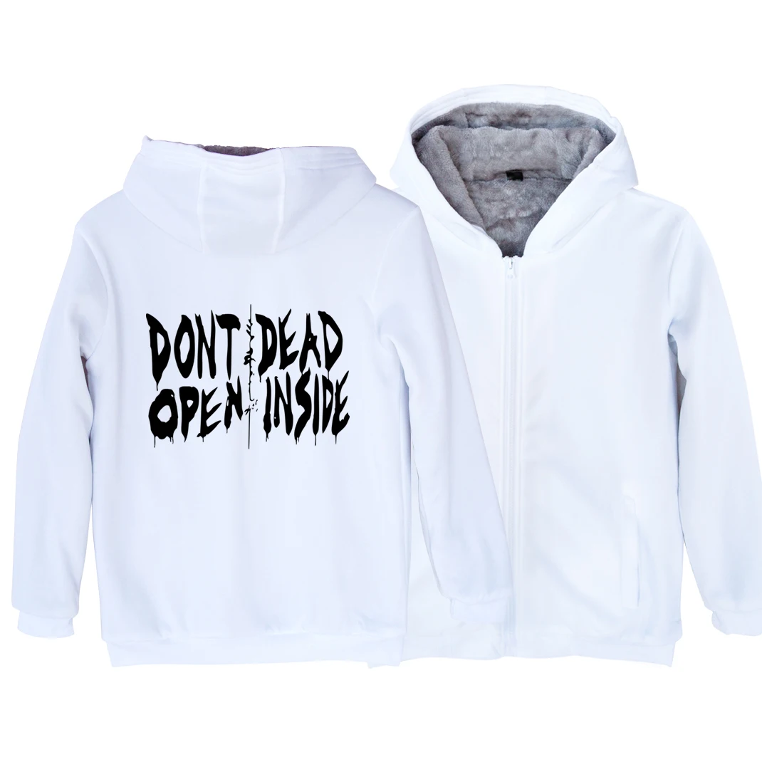 

Don't Open Dead Inside Walking Zombie Dead Woman Girl Parkas Full Zip Coat Plus Velvet Autumn Winter Couple Clothes ZIIART