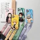 Чехол для Samsung Galaxy M32, A22, A12, A10, A21S, A32, A50, A51, A52, A71, A72, A70, S21 Ultra, S20 FE, S10 Plus, Demon Slayer, ожерелье, ремешок