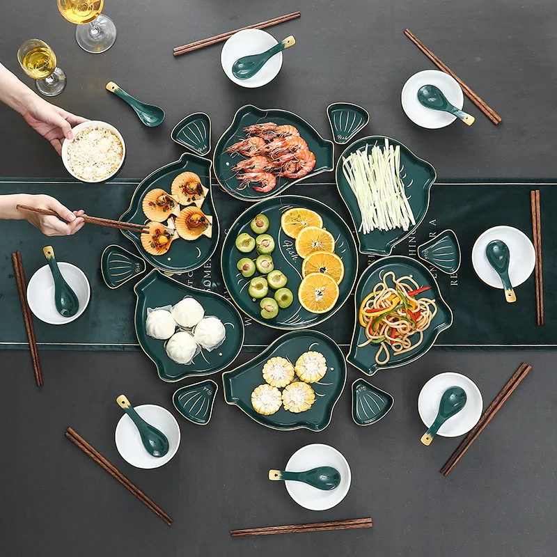 

luxury combination of household gift giving ceramic dish creative new year's Eve dinner dinner snack plate set platter tableware