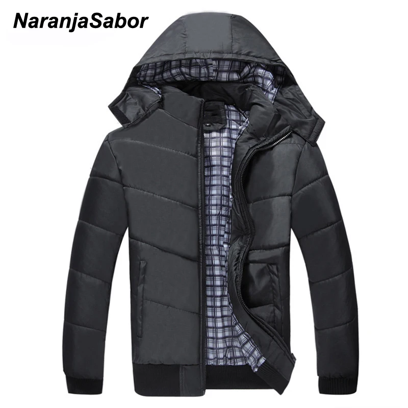 

NaranjaSabor New Men's Winter Jacket Mens Hooded Loose Casual Coat Thick Warm Outwear Windproof Male Brand Clothing M~4XL N582