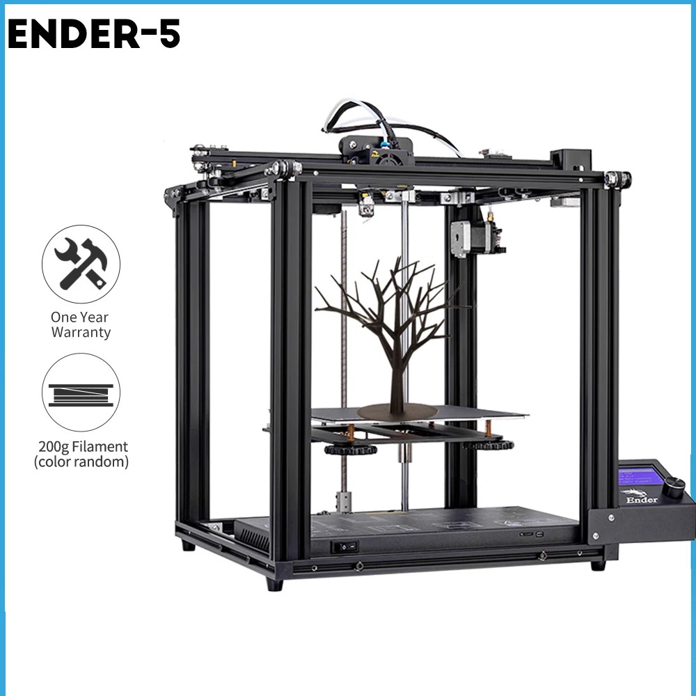 

Высокоточный 3D принтер Ender-5 большой размер Магнитная Встроенная пластина, восстановление питания, легкое подключение, 3D нити + Hotbed + SD