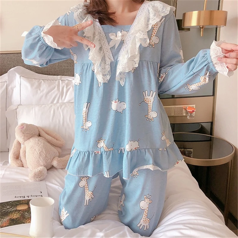 Пижама женская осенняя Милая принцесса стиль свободный домашний костюм японское