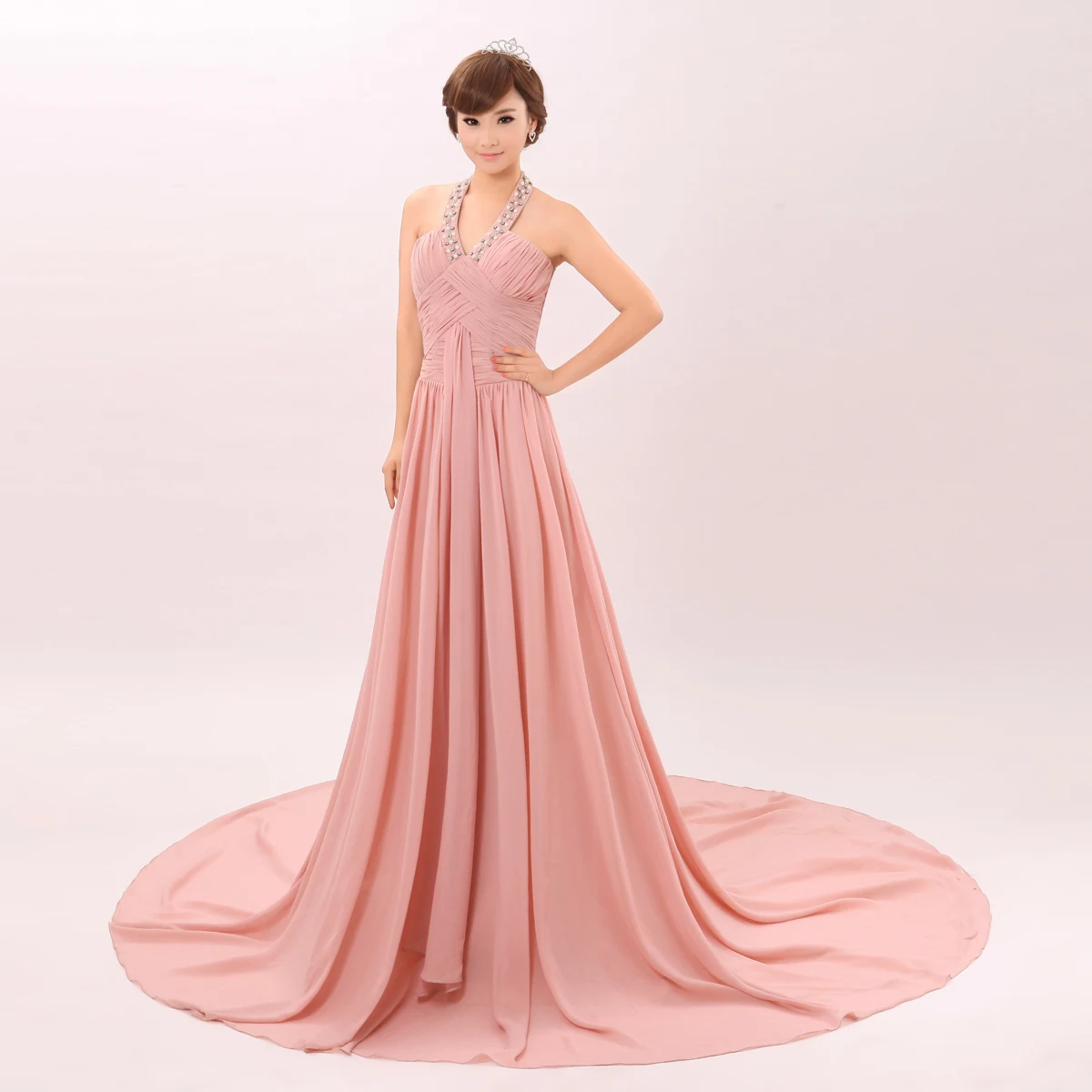 

2018 sweet chiffon tube top spaghetti strap elegant formal high neck sleeveless chiffon orange bandage mother of the bride dress