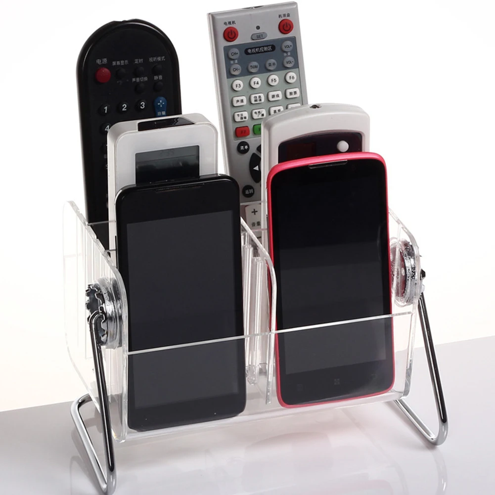 

Rotatable Storage Box Remote Controller Organizer 6 Grid Home Practical Desktop Stand Transparent Phone Multifunction Holder