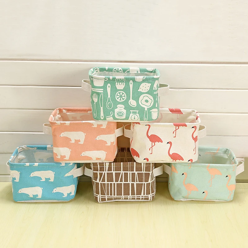 

1pcs Fabric Simple Storage Basket Home Clothing Toys Snacks Sundries Cube Folding Storage Box Cosmetics Finishing Cloth Box