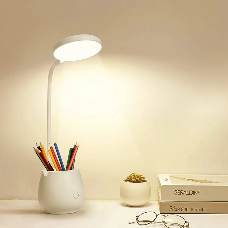 

Desk Lamps For Home Office,Desk Light With Pen Holder Phone Holder,3 Color Light Modes,Eye-Caring Reading Night Light