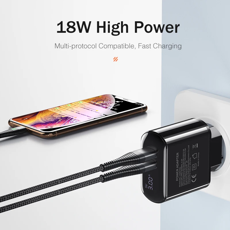 YKZ Quick Charge 3 0 USB зарядное устройство светодиодный дисплей QC быстрая зарядка