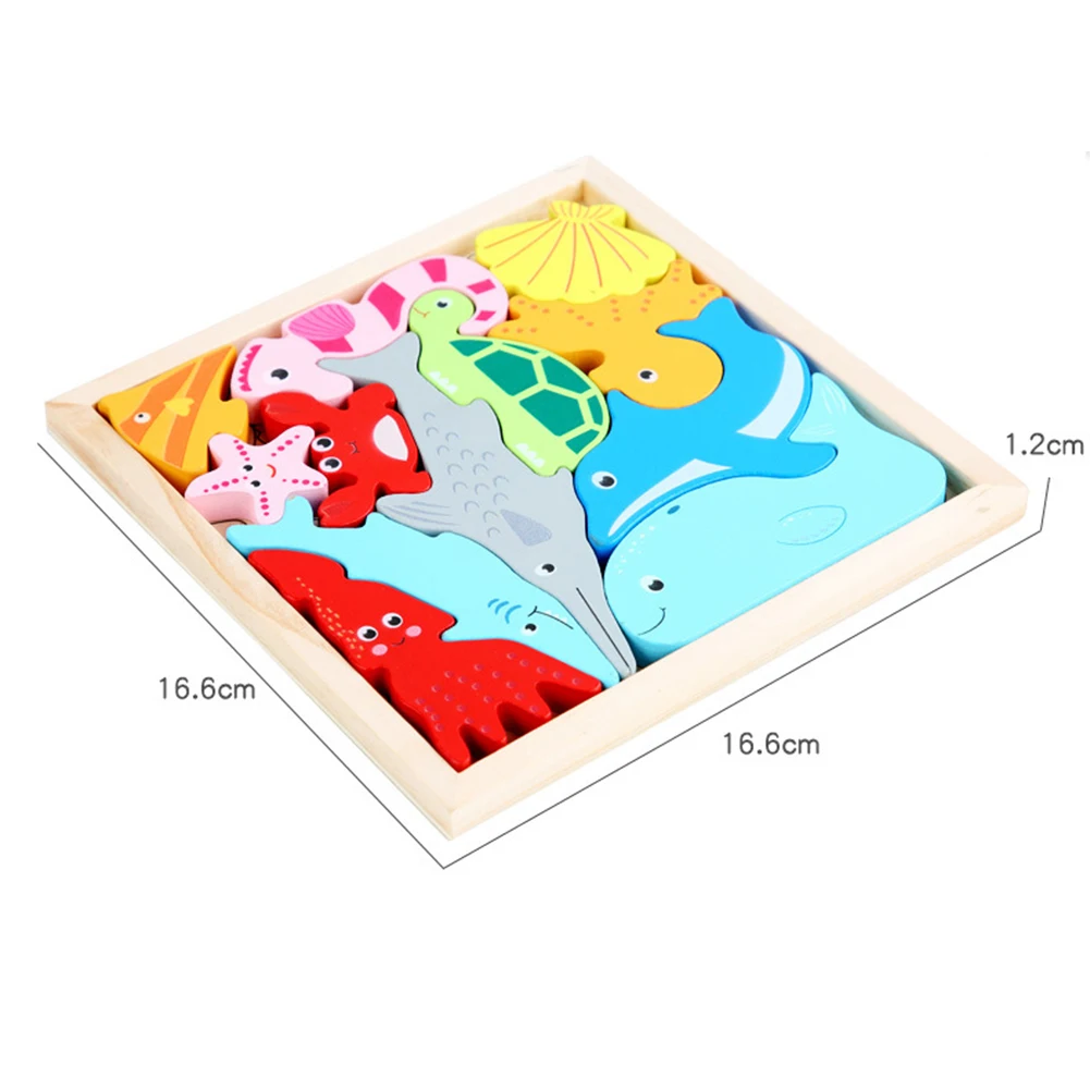 

Kids Cartoon Wooden 3D Animal Jigsaw Puzzle Toys Baby Early Educational Toy Baby Wooden Puzzle Hand Grasping Board Toys