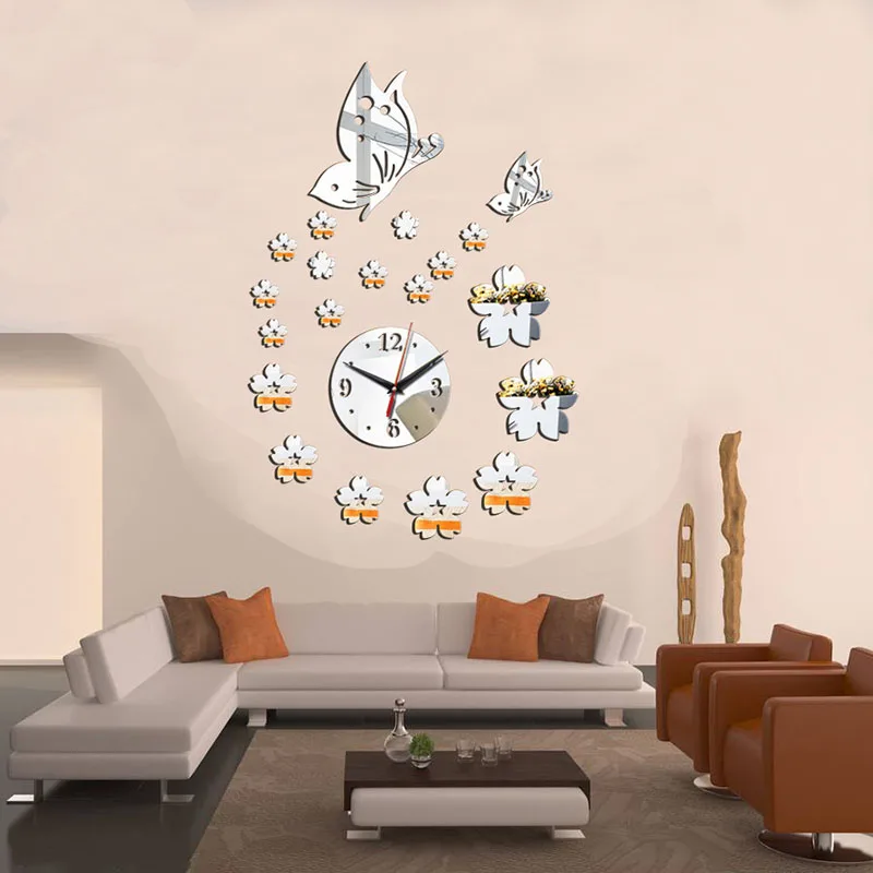 Акриловые настенные часы современный дизайн 3D Хрустальные зеркальные украшение