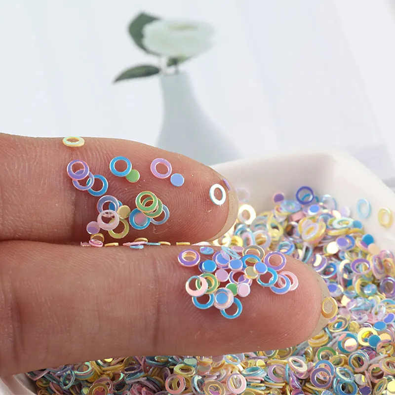 3000 шт./упак. 3 мм кольцо двойной свободные блестки Кристалл Блеск ногтей с