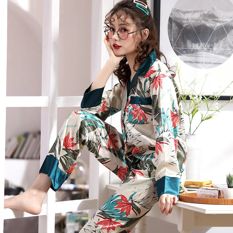 Spring Thin Cotton Silk Ladies Single Gown Home Service Comfortable Fresh Flower Long-sleeved Bandage Outer Single Night Gown