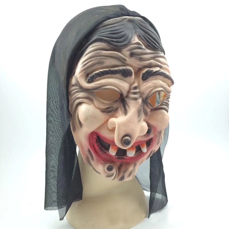 Страшная маска ужасов для Хэллоуина ведьмы всего лица старая женщина