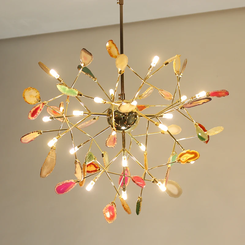 Modern LED Chandelier Lighting Agate Flake Ceiling Chandeliers Light Living Room Bedroom Kitchen Indoor Lustre Fixture Lights modern led lustre crystal chandelier lighting for dining living room candle chandeliers lamp indoor light fixture