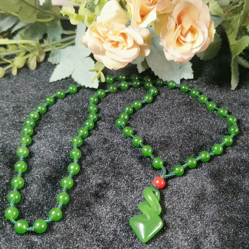 Ожерелье с подвеской в виде сердца из натурального зеленого китайского нефрита