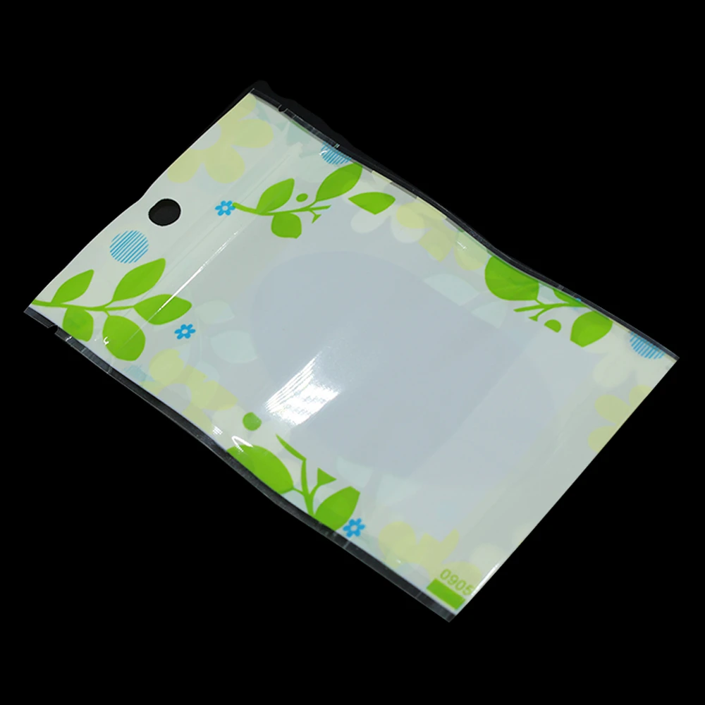 Пластиковый пакет с застежкой молнией упаковка принт листьями стоячий