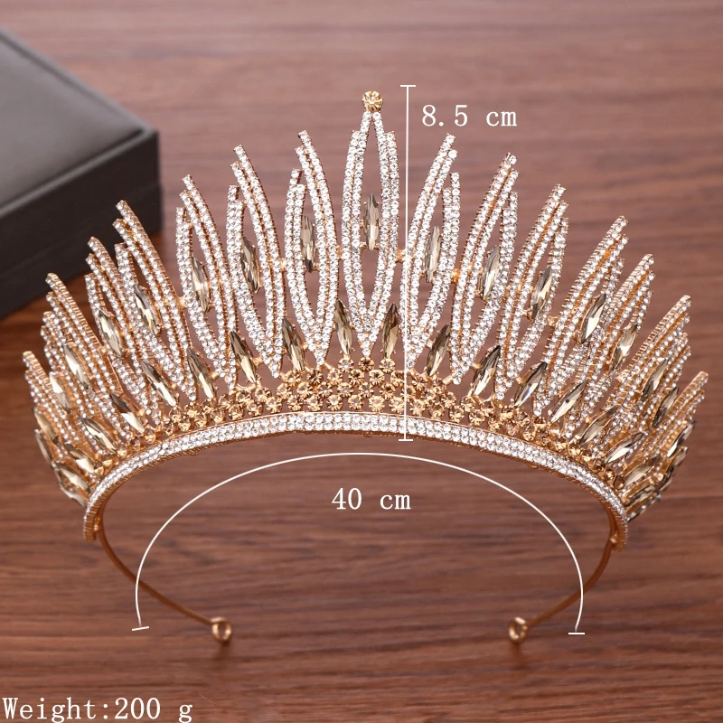 

Luxury Rhinestone Crystal Bride Crown Tiara Light Gold Diadem Tiaras For Women Wedding Crown Headband Bridal Hair Accessories