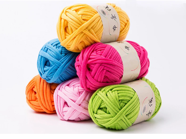

100g Home Colourful DIY Crochet Cloth Carpets Yarn Cotton Wool Knitting Paragraph Hand-knitted Thick Knit Basket Blanket